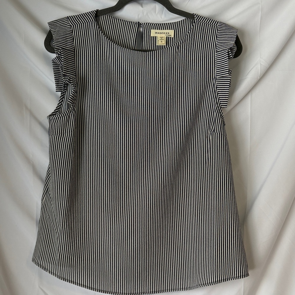 Universal Thread Striped Ruffle Sleeve Top